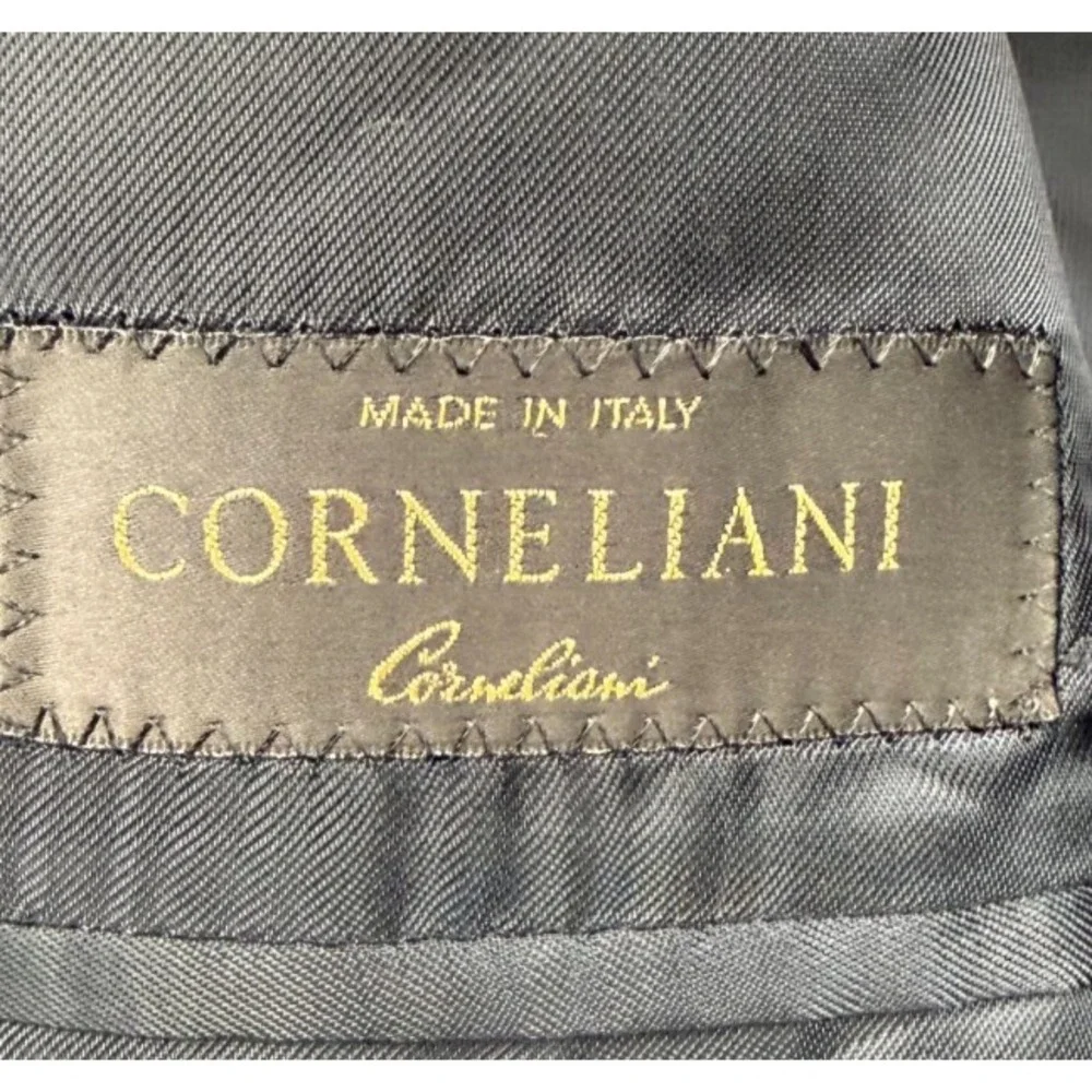 Corneliani Men's Blazer‎ 54R Navy Striped 100% Virgin Wool 3-Button